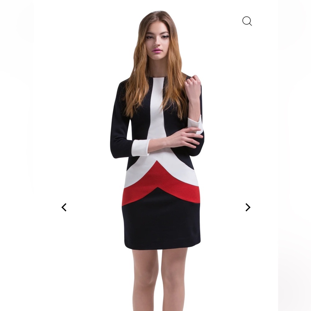 MARMALADE Mod 1960s Style Navy/Red/Light Cream Jersey Dress